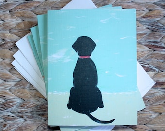 Jeu de cartes de correspondance noir Lab Beach Dog