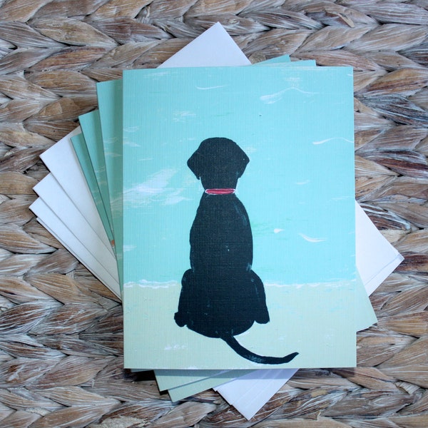 Black Lab Beach Dog Note Card Set