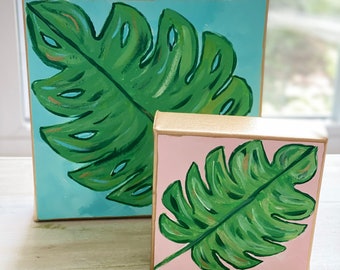 Mini Palm Frond Original Painting: Tropical Beach Art