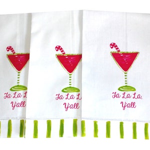 Fa La La Southern Christmas Cocktail Linen Guest Towel