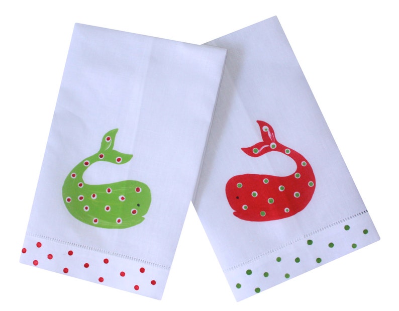 Lemondaisy Design Whale Linen Guest Towel
