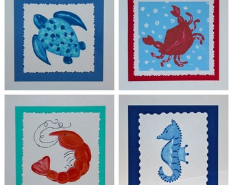 Set of Sea Creature Beach Note Cards