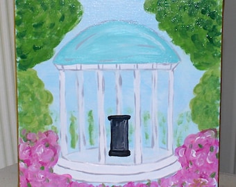 UNC Chapel Hill Old Well Mini pintura artística em tela