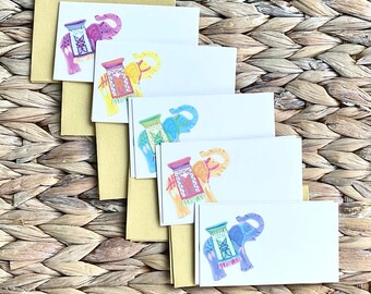 Colorful Elephant Gift Enclosure or Place Card Set