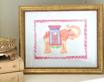 Chinoiserie Elephant  Art Print 8x10