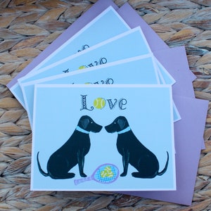 Ensemble de carte de note d’amour de chien noir