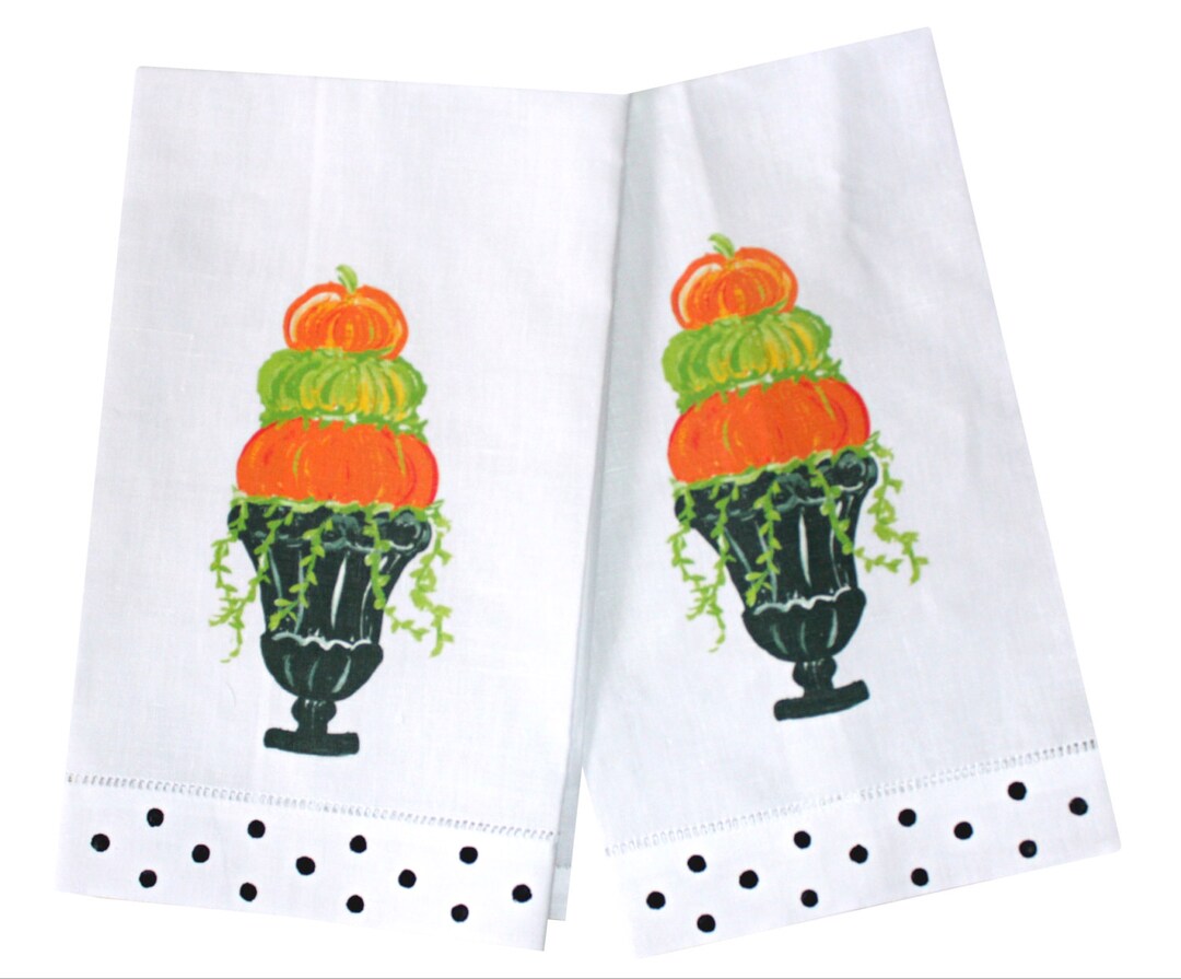 Halloween Fall Pumpkin Topiary Linen Guest Towel Hostess Gift - Etsy