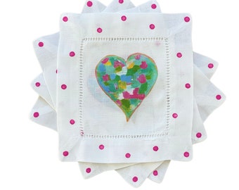 Valentines Day Bridal Shower Abstract Heart  Cocktail Napkins