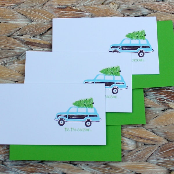 Christmas Woody Wagon Gift Enclosure Cards Holiday Card Money Holder Gift Tag Holiday Card