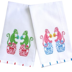 Chinoiserie Monkey Kitchen ściereczki kuchenne prezent dla gospodyni