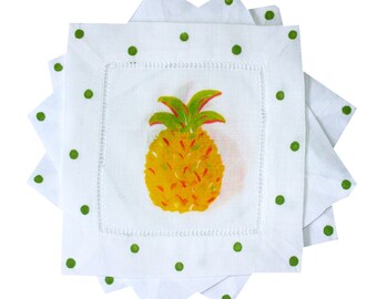 Linen Pineapple Cocktail Napkins