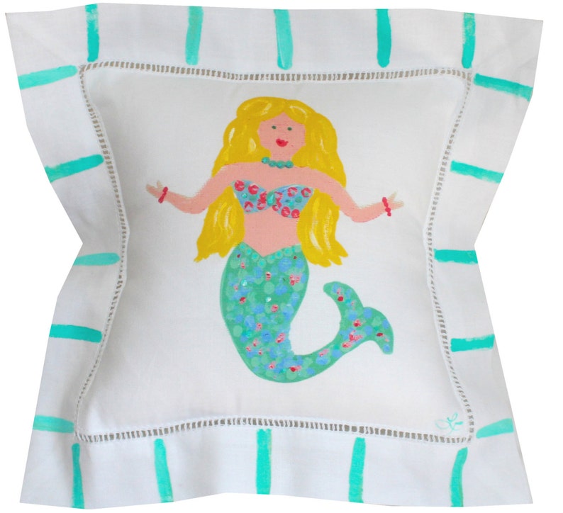 Lemondaisy Design Mermaid Linen Pillow