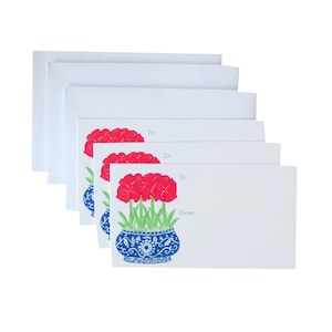 Blauwe Chinoiserie rode Amaryllis cadeauset behuizing kaart