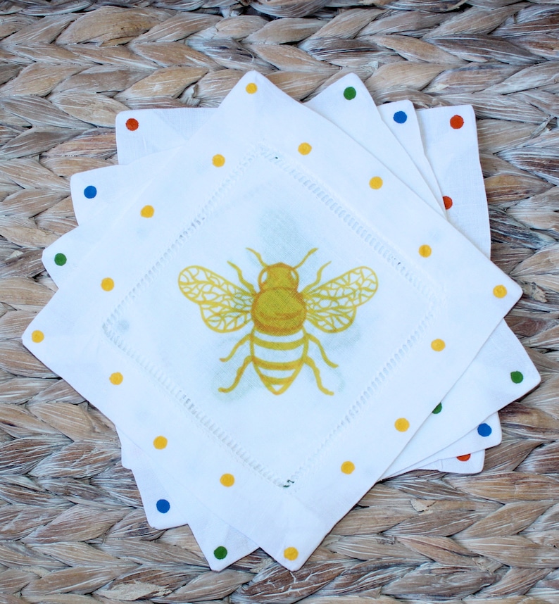 Lemondaisy Design Linen Cocktail Napkins - Thumbnail 3
