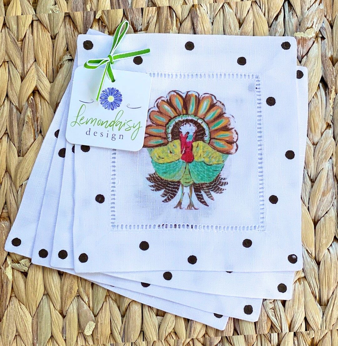 Colorful Turkey Thanksgiving Cocktail Napkins Coasters Etsy