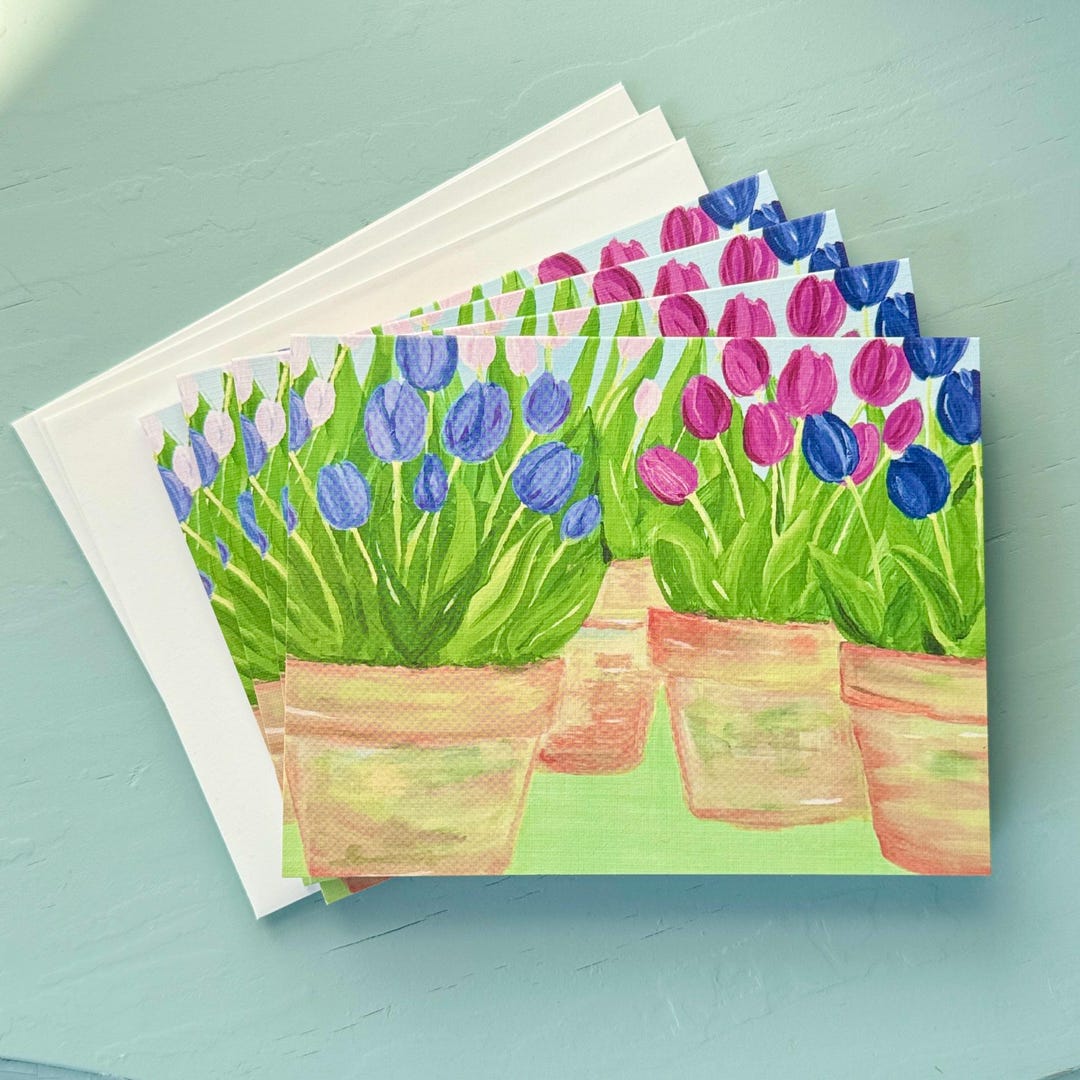 Tulips Note Spring Tulips Note Card Set Original Art - Etsy
