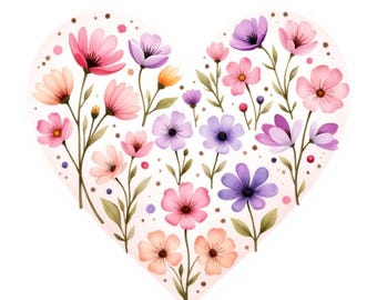 Heart Clipart Bundle – 50 Designs | Floral Heart PNG