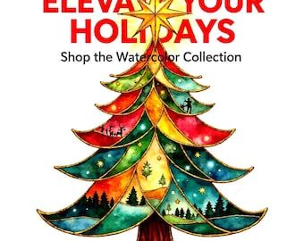 Festive Holiday Tree | Christmas Clipart | Winter Art | Digital Download | Christmas Trees Clipart | Abstract Xmas Trees, PNG bundle