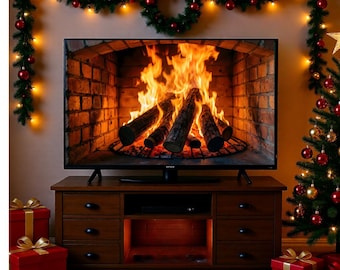 Christmas Fireplace 4K TV Art | Cozy Holiday Fireplace Loop (Digital Download)