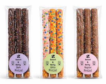 Large Chocolate Covered Pretzel Rods Sweet & Salty Gourmet Gift- 1 pack of 3