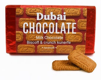 Handmade Biscoff Butter Chocolate, Kunefe Filling, Artisan Treat