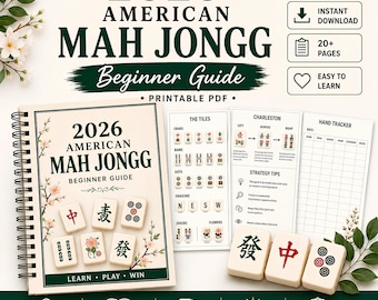 2026 American Mah Jongg Beginner Guide, American Mahjong Printable Cheat Sheet, Mahjong Hand Tracker, Mah Jongg Strategy, Mahjong tiles PDF