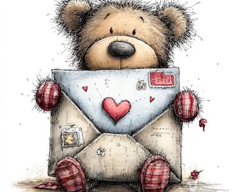 27 PNG Walentynkowa Koperta Clipart Miś – Urocze, Fantazyjne Listy Walentynkowe PNG do Kartek dla Dzieci i Projektów Miłosnych