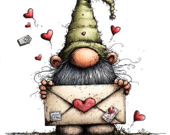 26 PNG Clipart na Kopercie Walentynkowej Gnom – Uroczy, Kapryśny Walentynkowy PNG, Postać z Koperty Miłosnej