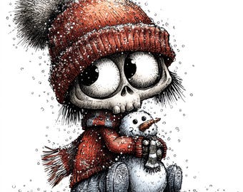 Pakiet świątecznych ilustracji z 36 szkieletami – urocze świąteczne pliki JEG, świąteczne kliparty z uroczymi szkieletami, kawaii świąteczne grafiki