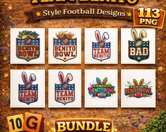 113 PNG Bunny Bowl PNG Bundle, Team Benito Bunny Football, Uroczy obrazek z króliczkiem w przerwie meczu, Prezent dla kibica piłki nożnej PNG