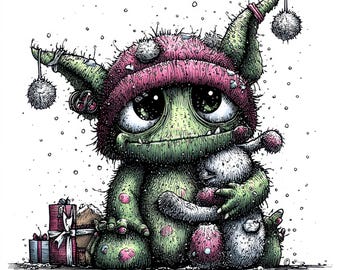 Pakiet 69 świątecznych clipartów z ogrem – urocze świąteczne obrazy JPEG, świąteczny pakiet ilustracji kawaii