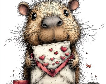 57 PNG Clipart na Kopercie Walentynkowej Kapibara – Urocze Listy Walentynkowe PNG, Fantazyjna Koperta Miłosna