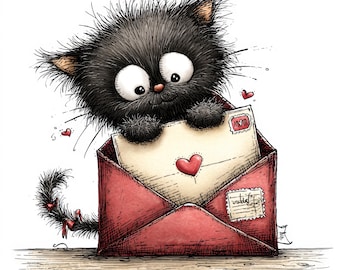 38 PNG Koperta Walentynkowa Clipart Kotek – Urocze Listy Walentynkowe PNG, Fantazyjna Koperta Miłosna dla Dzieci i Przedszkola