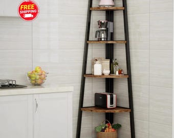 70" Tall 10-Tier Corner Shelf, Ladder Bookshelf Plant Stand, Space Saving Storage Rack