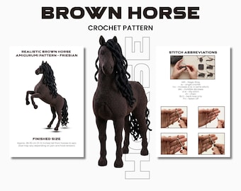 Amigurumi Horse Crochet Pattern: Realistic Friesian (PDF Pattern)
