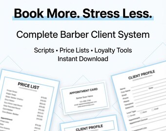 Barbershop Business Template Bundle | Barber Scripts, Price Lists & Loyalty Templates | Digital Download
