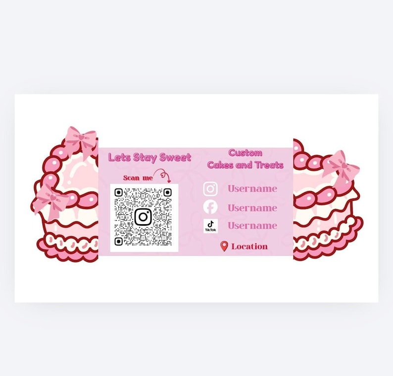 Webcake Card Digital Cake Business Card Template - Etsy