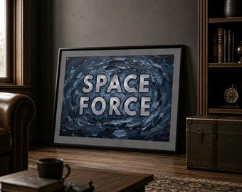 United States Space Force Canvas Wall Art | Vintage Military Americana Decor | Available Framed or Unframed