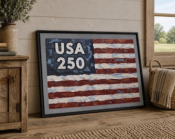 Lienzo decorativo con la bandera estadounidense de EE. UU. 250 piezas / Decoración patriótica americana / Disponible con o sin marco