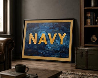 United States Navy Canvas Wall Art | Vintage Military Americana Decor | Available Framed or Unframed