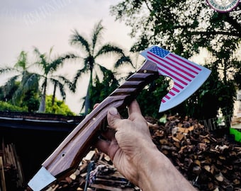 Ręcznie kute toporki w stylu amerykańskim, kolekcjonerskie, na zewnątrz, na kemping, na przygodę, prezent na urodziny, rocznicę