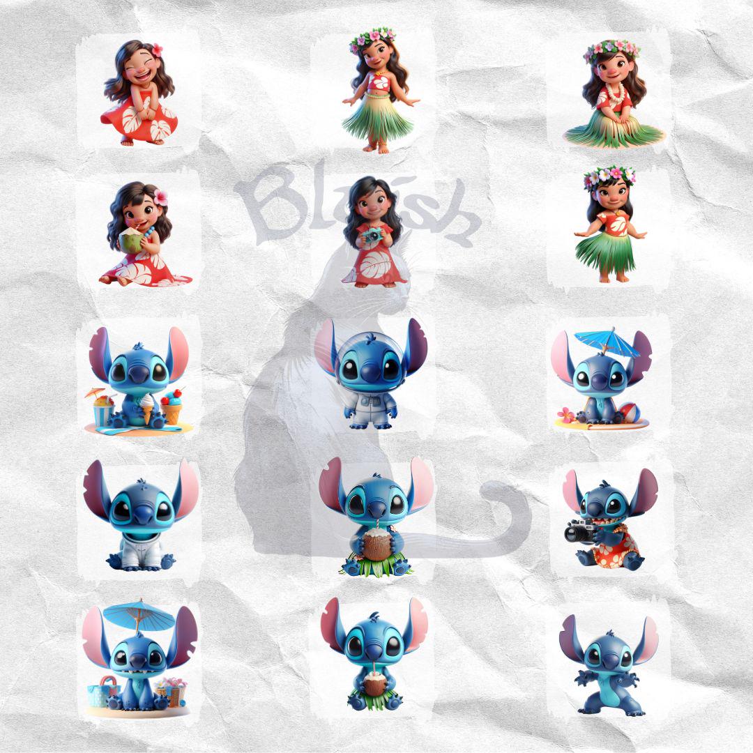 Vector Stish Lilo and Stitch 3D PNG Cliparts, Printable Images, Hawaii Themed ...