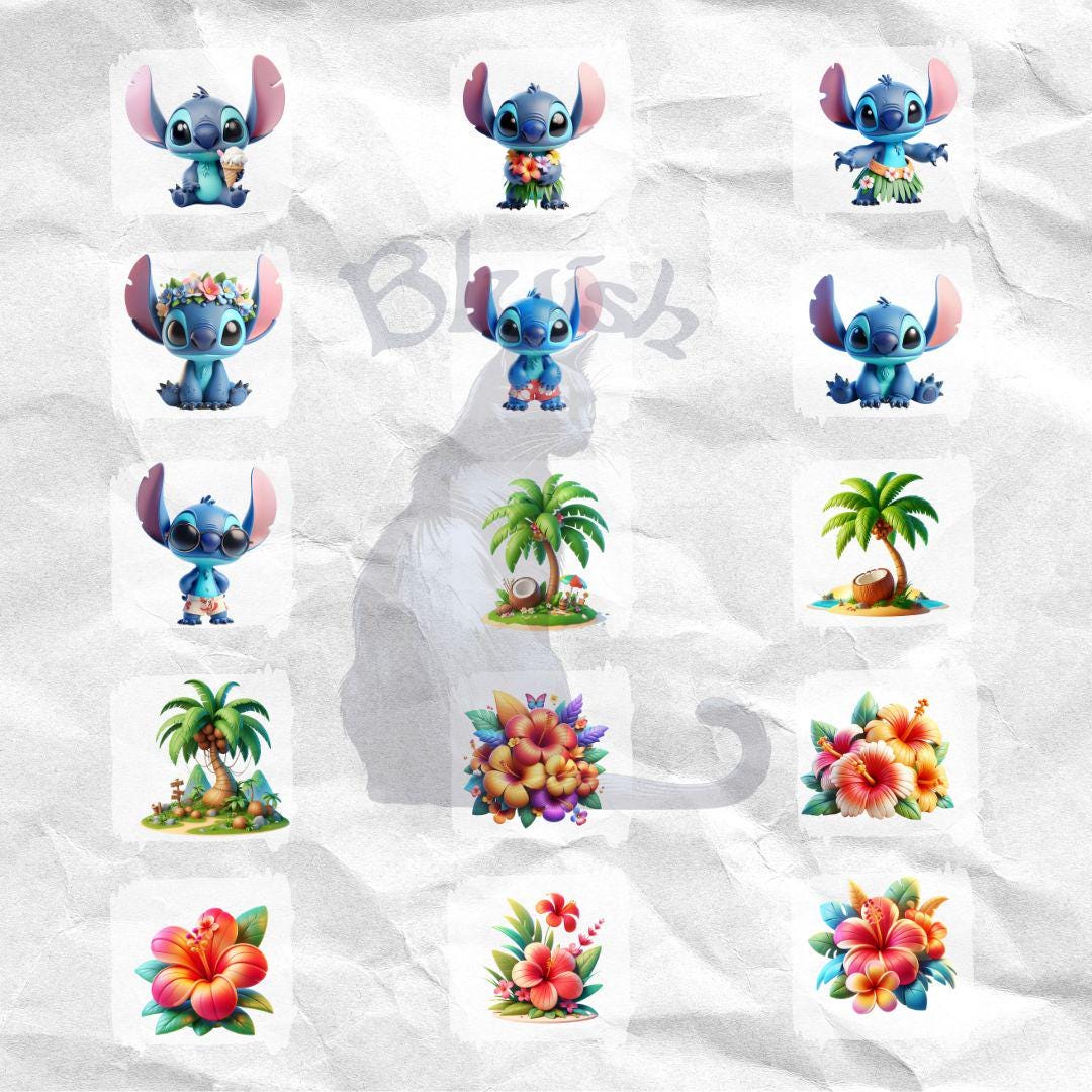 Vector Stish Lilo and Stitch 3D PNG Cliparts, Printable Images, Hawaii Themed ...