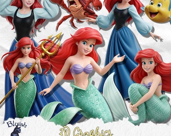 Princesa Sereia Clipart PNG Pacote (Download Digital)