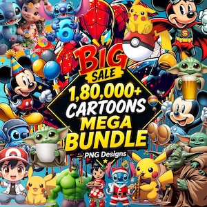 1,80,000+ Cartoon Mega Bundle, Svg Bundle, Retro Png Files, Cartoons Characters, T Shirts Design, Sublimation Prints, Digital Downloads