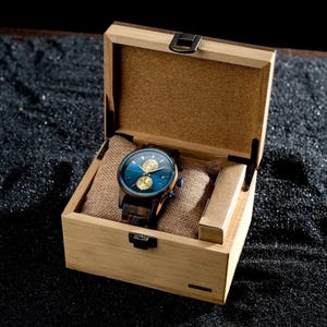 Wooden watch gift box presentation, personalized anniversary gift ready for Christmas or wedding