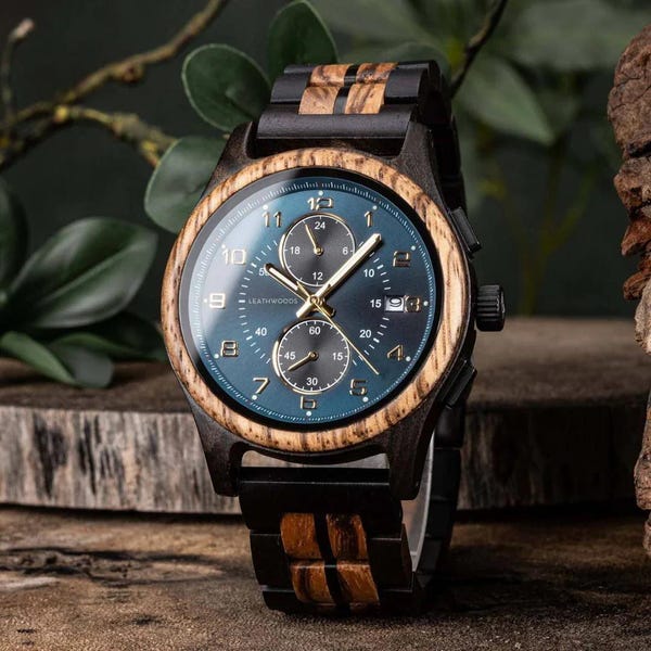 Personalized Wooden Watch for Men | Engraved Ebony Watch | Gift for Husband | Anniversary Gift | Groom Gift | Birthday Gift Him