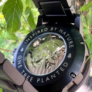 Back case of engraved wooden watch for men ready for custom personalization message