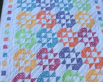 Lap quilt, baby quilt, toddler quilt, 50" x 62"