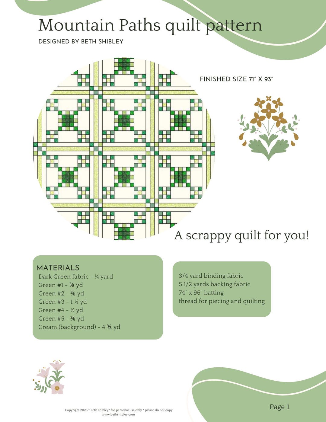 Quilt Path Pattern Cad Quilt Pattern INSTANT DOWNLOAD - PDF - Mountain Paths - Etsy